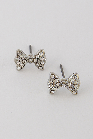 Cute Ribbon Design Earrings with Rhinestones Details 6KBA3